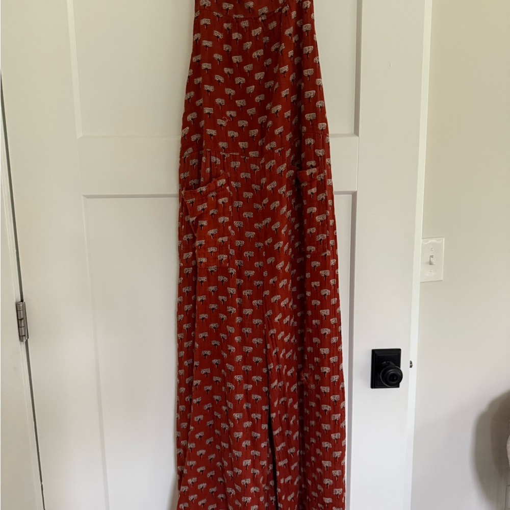 Chic Red Patterned Jumpsuit - image 1